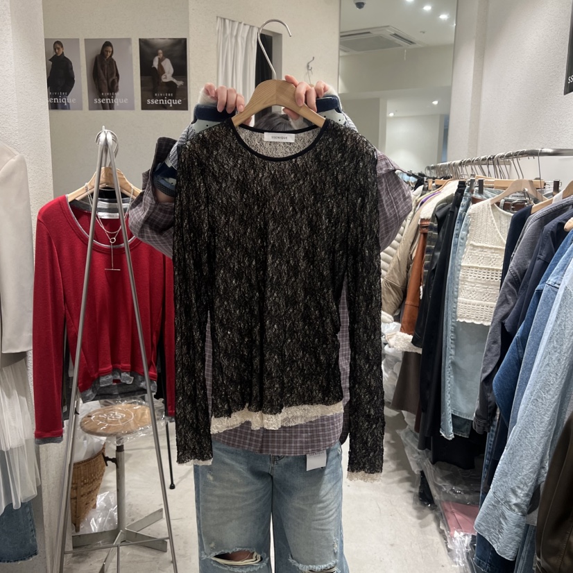 SSEMIENNE東大門實拍女士新品人氣休閑26春夏長袖T恤蕾絲SSENIQUE長袖T恤圖色3