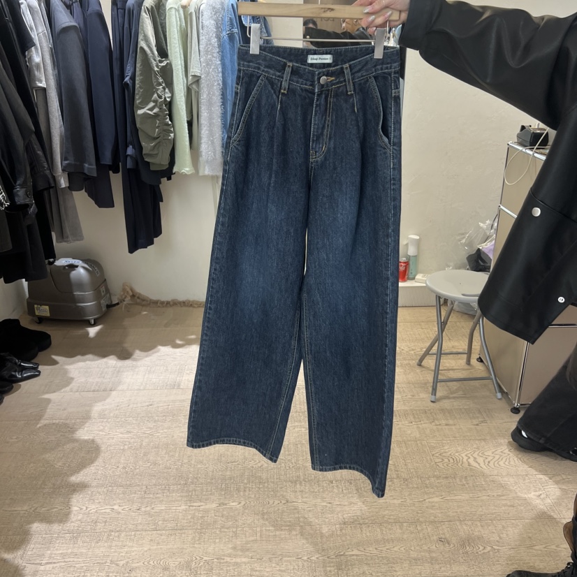 W AND J東大門實拍女裝新款人氣真品時尚推薦牛仔褲褶裥W AND J牛仔褲圖色1