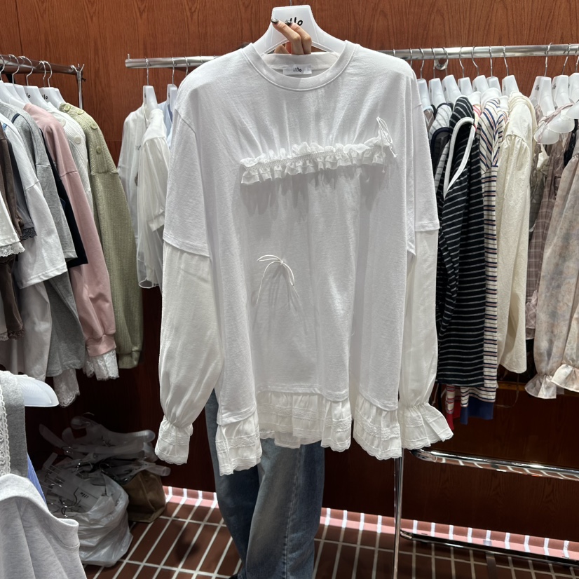 ILLO/MOCI韓國直郵女士新款職業熱賣真品26春夏長袖T恤荷葉邊ILLO/MOCI長袖T恤圖色1