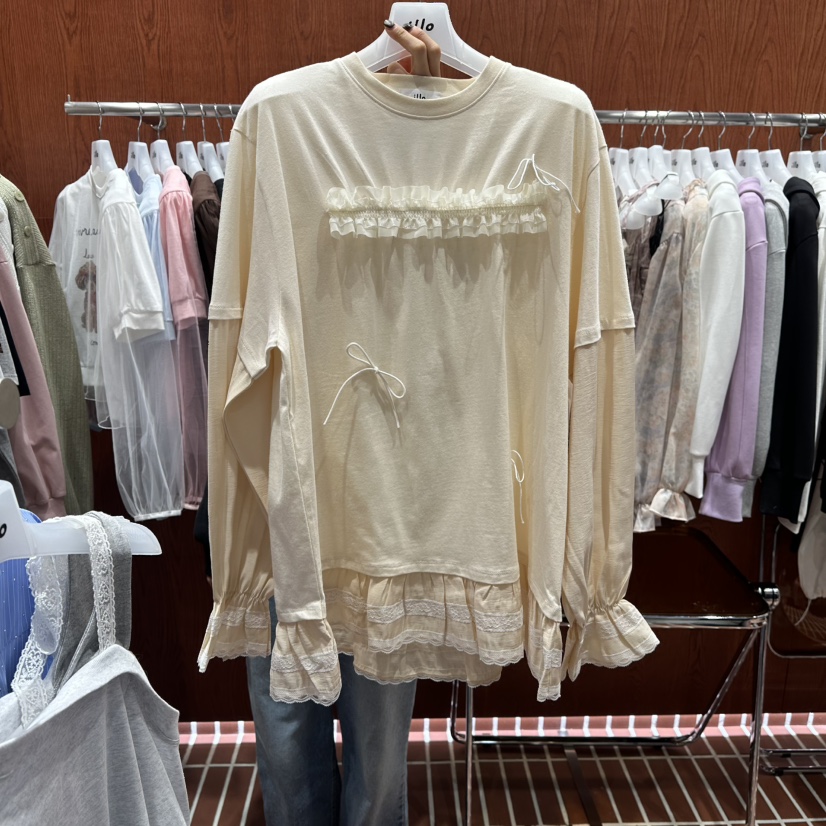 ILLO/MOCI韓國直郵女士新款職業熱賣真品26春夏長袖T恤荷葉邊ILLO/MOCI長袖T恤圖色2