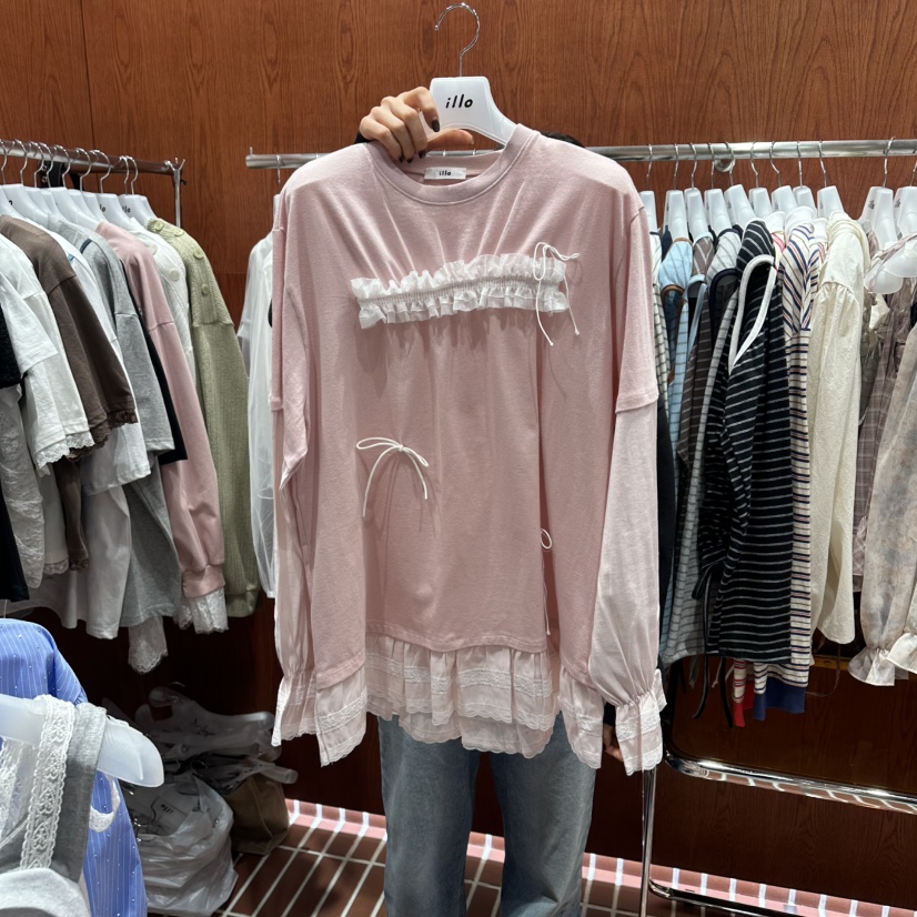 ILLO/MOCI韓國直郵女士新款職業熱賣真品26春夏長袖T恤荷葉邊ILLO/MOCI長袖T恤圖色3