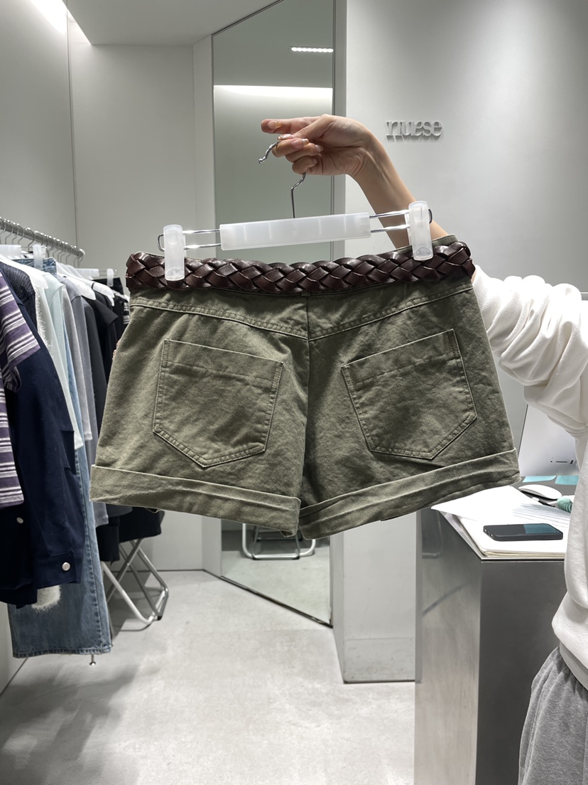 NUESE韓國代購女士新品26春夏休閑時尚人氣短褲不含腰帶水洗NUESE短褲