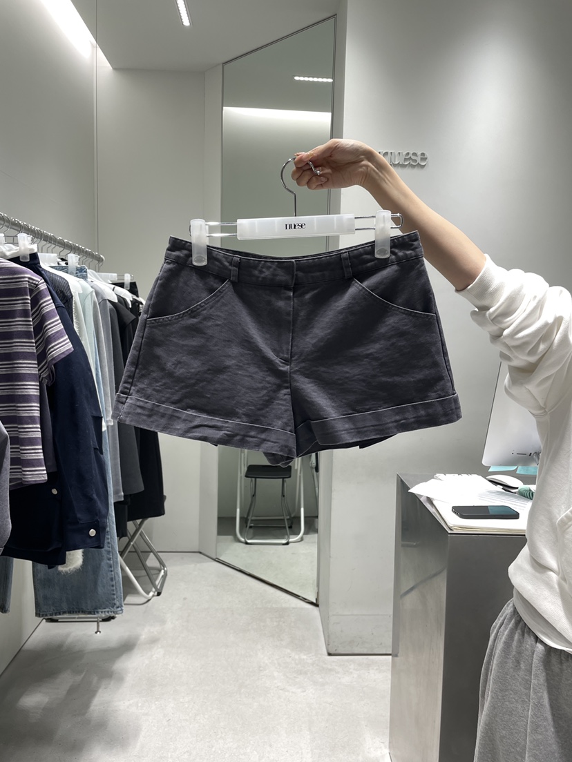 NUESE韓國代購女士新品26春夏休閑時尚人氣短褲不含腰帶水洗NUESE短褲圖色2