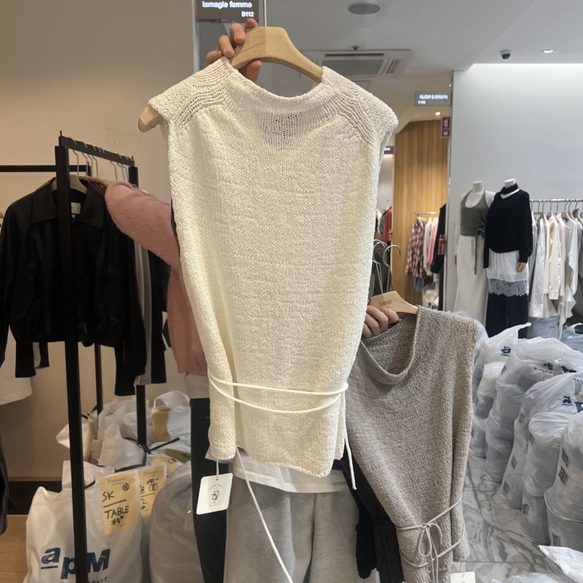 LA MAGIE FEMME韓國代購女士新品26春夏吊帶背心含腰繩高領Lamagie Femme吊帶/背心圖色1