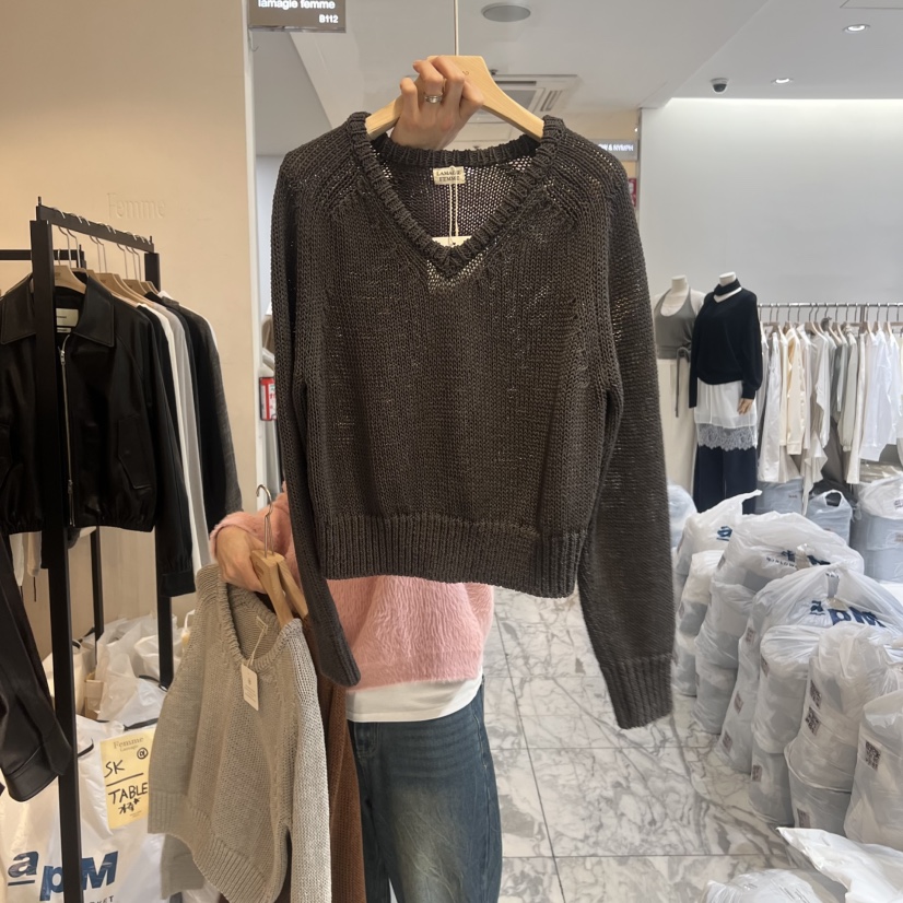 LA MAGIE FEMME東大門代購女士新款熱賣休閑職業針織衫V領Lamagie Femme針織衫圖色3