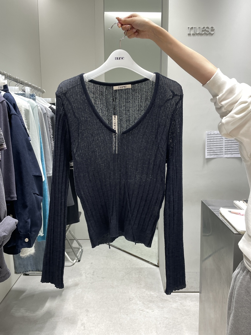 NUESE東大門直郵女士新款真品人氣職業26春夏針織衫修身羅紋NUESE針織衫圖色4