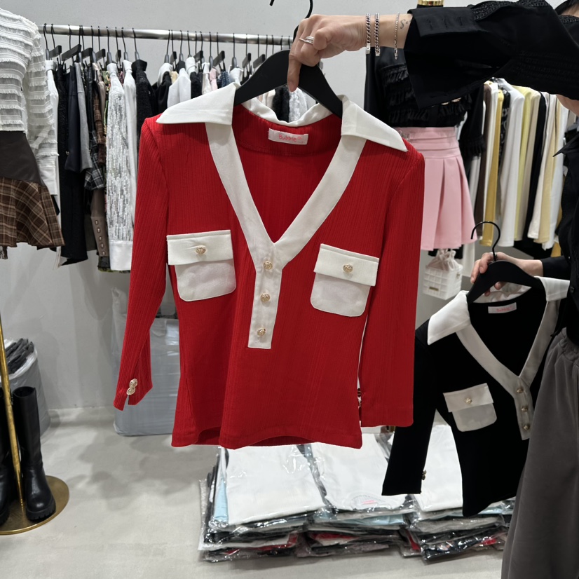 BUBBLE/LOTTIMO東大門代購女裝新款26春夏時尚長袖T恤口袋BUBBLE/LOTTIMO長袖T恤圖色2