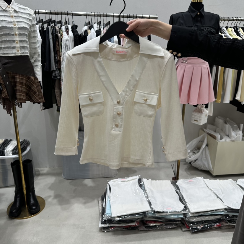 BUBBLE/LOTTIMO東大門代購女裝新款26春夏時尚長袖T恤口袋BUBBLE/LOTTIMO長袖T恤圖色3