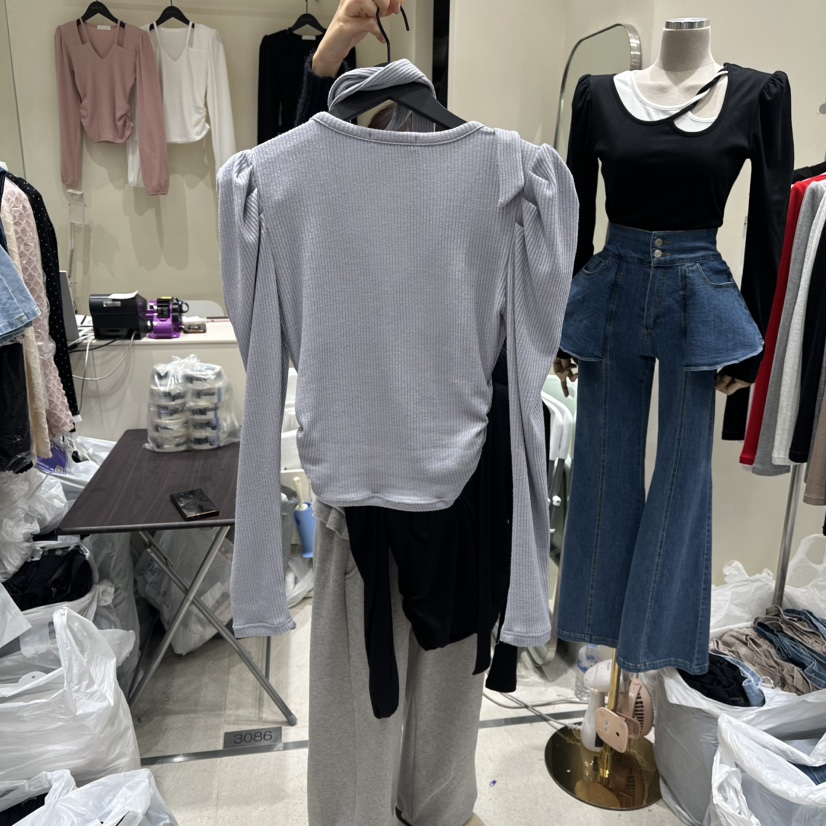 MONOPOLY韓國代購女士新款休閑真品職業熱賣長袖T恤含圍巾MONO_POLY長袖T恤