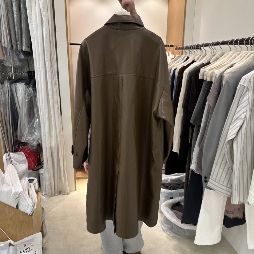 TORRE韓國代購女士新品26春夏推薦時尚人氣休閑長款風衣皮革TORRE長款風衣