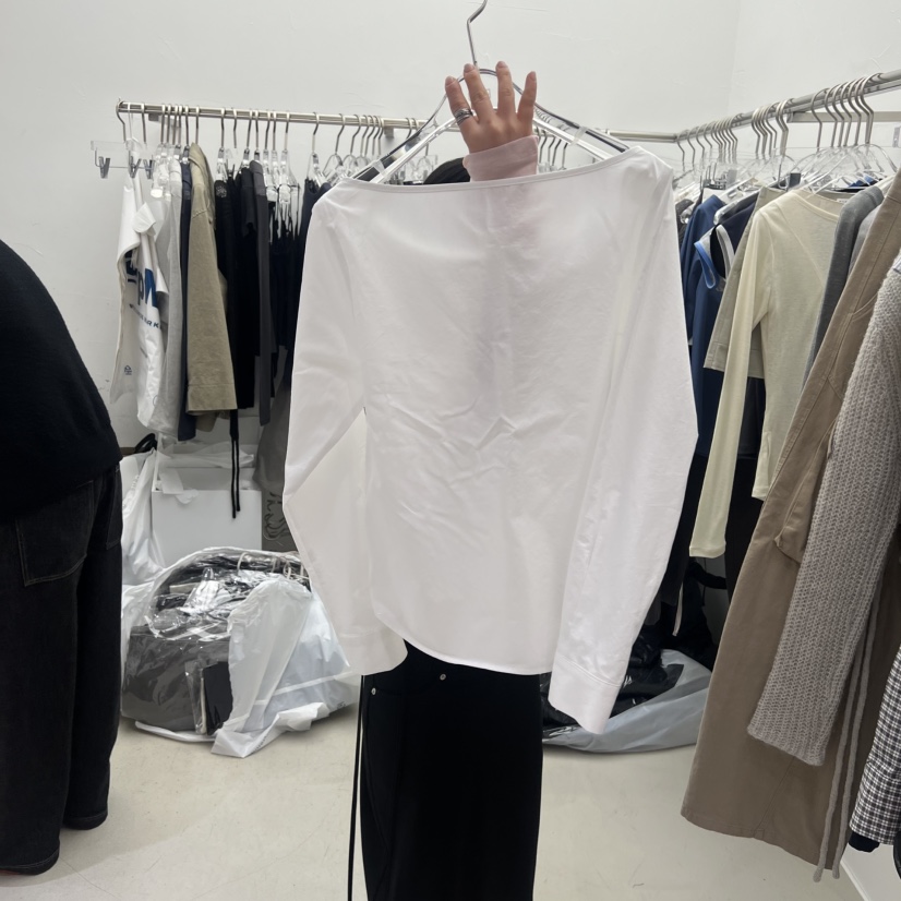 PADO東大門代購女裝新款熱賣職業26春夏襯衫蕾絲衫露肩雙層PADO襯衫/蕾絲衫