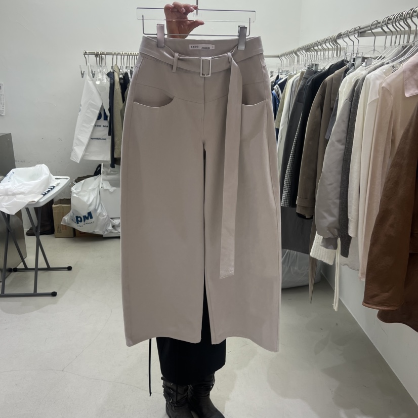 PADO韓國代購女士新款真品時尚休閑26春夏休閑褲含腰帶棉質PADO休閑褲圖色1