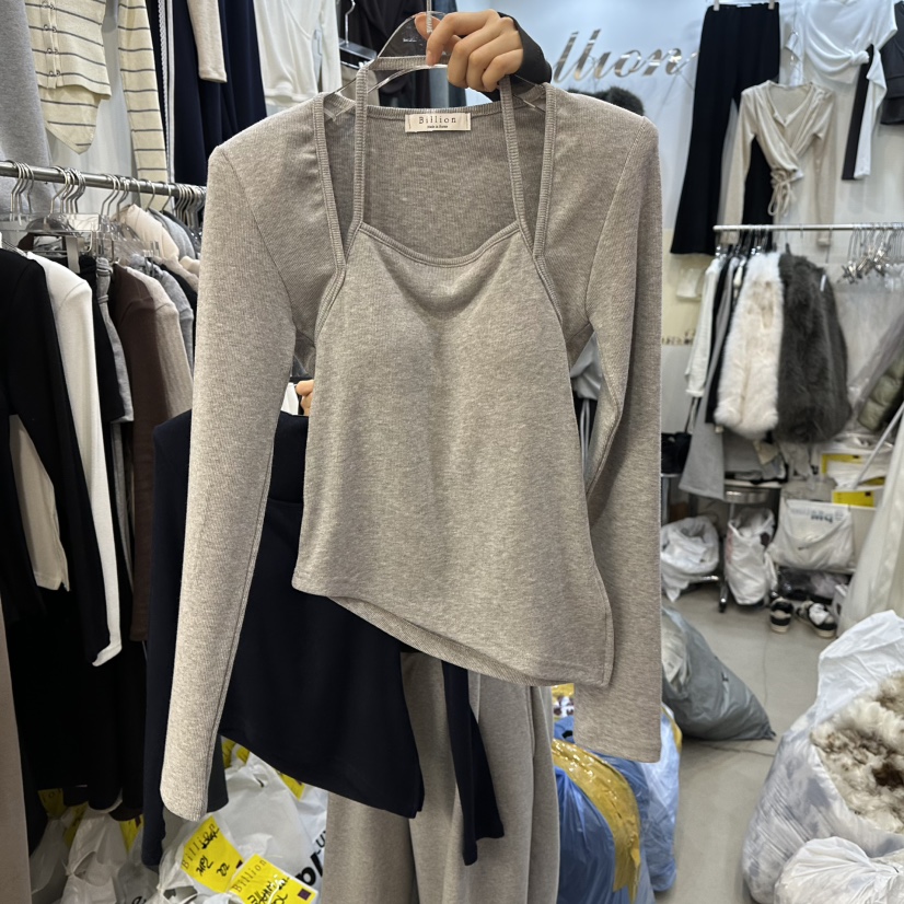 BILLION-L韓國直郵女士新款26春夏休閑真品長袖T恤假兩件BILLION-L長袖T恤圖色3