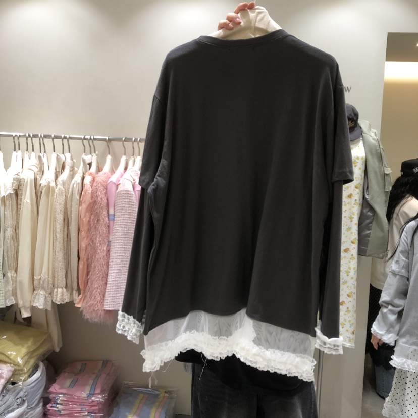 BY FLOW東大門直郵女士新品人氣26春夏長袖T恤雙排扣網眼BY FLOW長袖T恤