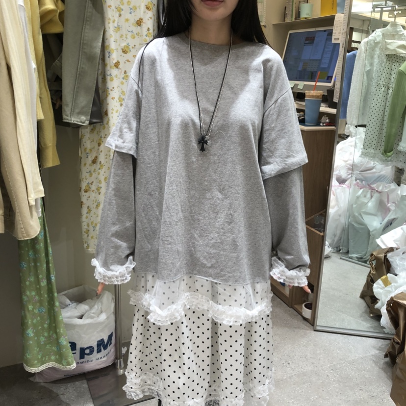 BY FLOW東大門直郵女士新品人氣26春夏長袖T恤雙排扣網眼BY FLOW長袖T恤圖色2