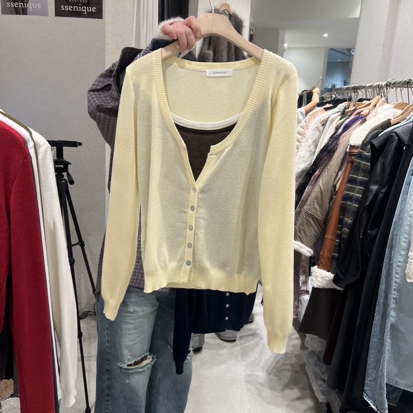 SSEMIENNE東大門直郵女裝新款休閑真品26春夏針織衫假兩件SSENIQUE針織衫圖色2