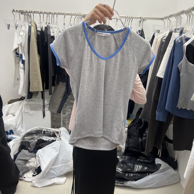 PADO東大門實拍女士新品時尚26春夏推薦人氣職業T恤天鵝絨PADOT恤圖色3