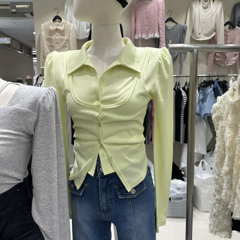 MONOPOLY東大門代購女裝新品休閑職業熱賣真品長袖T恤雙層MONO_POLY長袖T恤圖色1