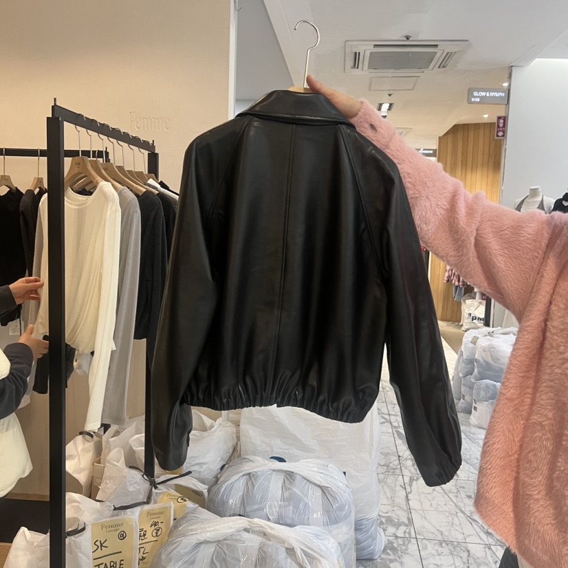 LA MAGIE FEMME韓國代購女士新款26春夏真品夾克皮革褶皺Lamagie Femme夾克