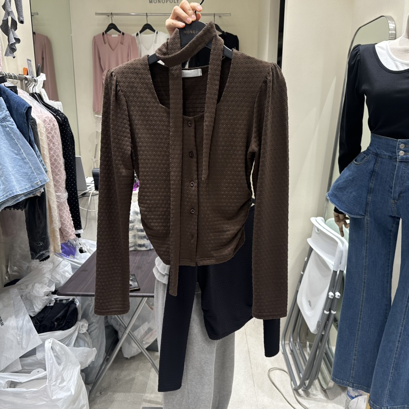 MONOPOLY東大門代購女士新款人氣職業推薦熱賣長袖T恤含圍巾MONO_POLY長袖T恤圖色2