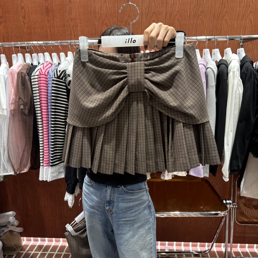 ILLO/MOCI東大門直郵女裝新款熱賣真品休閑短裙格紋褶皺ILLO/MOCI短裙圖色2