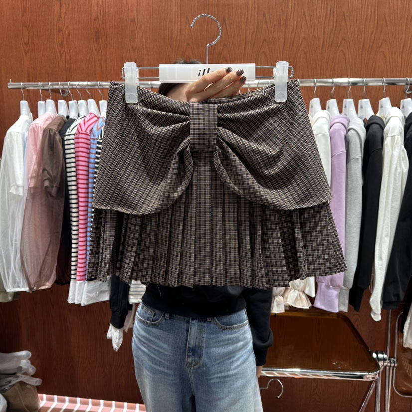 ILLO/MOCI東大門直郵女裝新款熱賣真品休閑短裙格紋褶皺ILLO/MOCI短裙圖色3