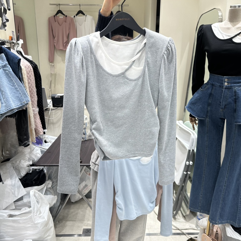 MONOPOLY東大門直郵女裝新品人氣時尚熱賣休閑推薦長袖T恤MONO_POLY長袖T恤圖色1