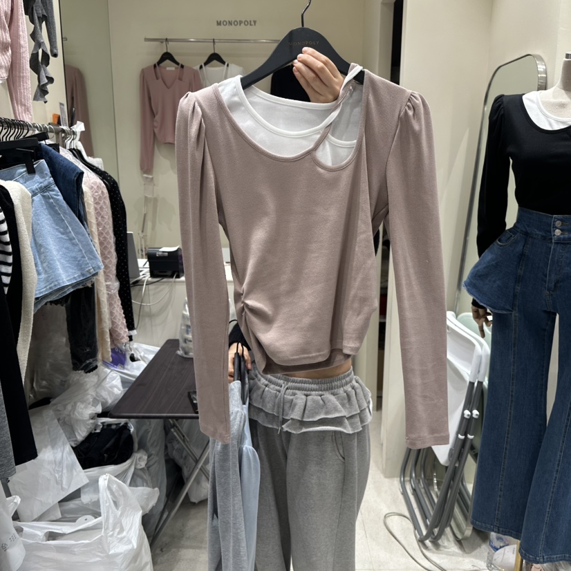 MONOPOLY東大門直郵女裝新品人氣時尚熱賣休閑推薦長袖T恤MONO_POLY長袖T恤圖色2