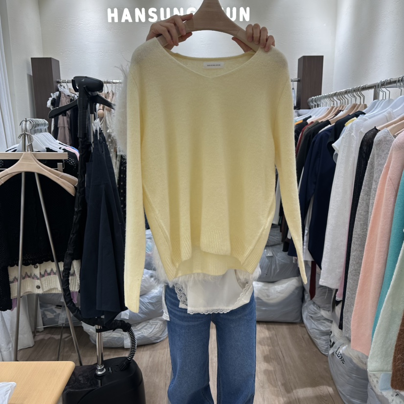 HANSUNGHYUN韓國直郵女士新品休閑熱賣真品針織衫V領羊毛HANSUNGHYUN針織衫圖色3