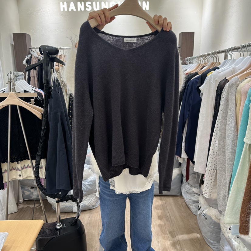 HANSUNGHYUN韓國直郵女士新品休閑熱賣真品針織衫V領羊毛HANSUNGHYUN針織衫圖色5