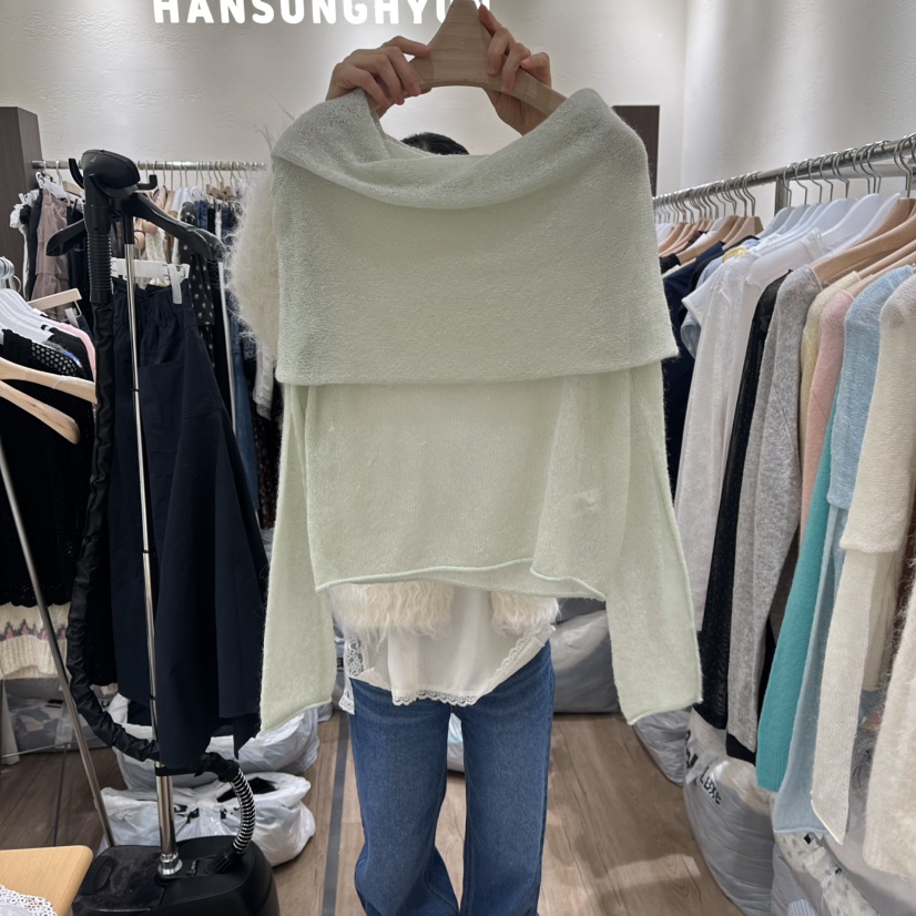 HANSUNGHYUN東大門直郵女士新品時尚休閑真品職業針織衫露肩HANSUNGHYUN針織衫圖色2
