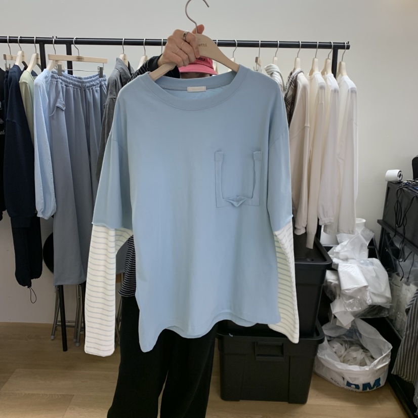 SPAGHETTI東大門直郵女裝新品職業人氣26春夏長袖T恤口袋spaghetti長袖T恤圖色1