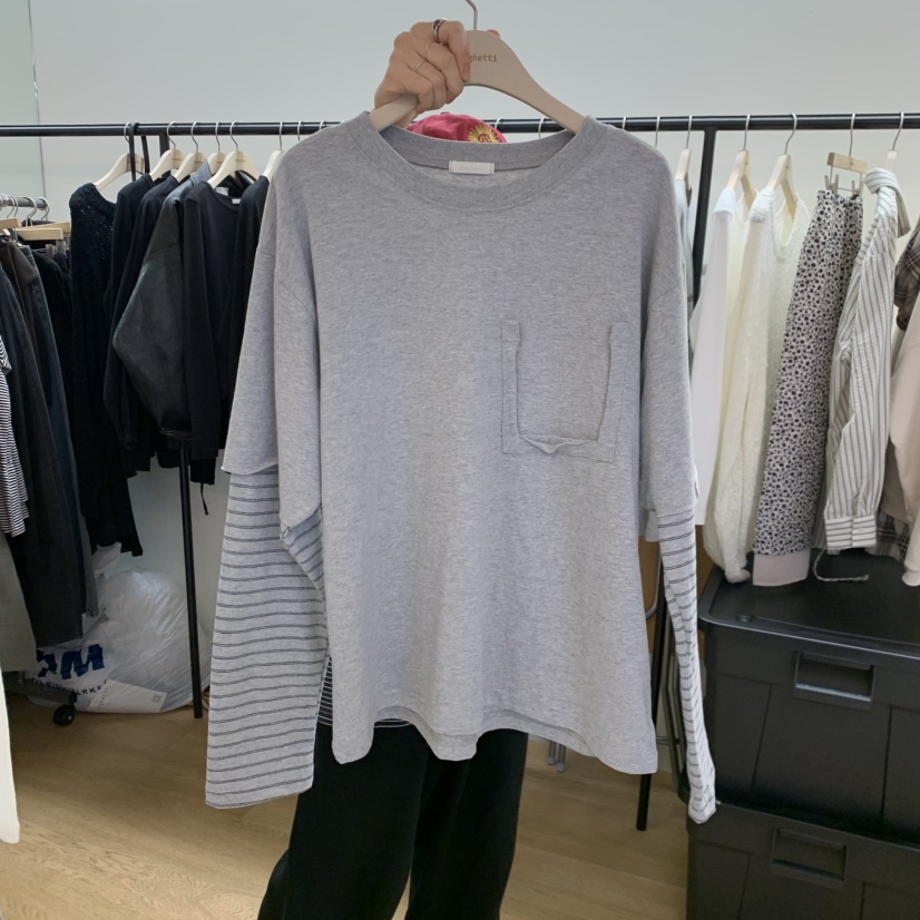 SPAGHETTI東大門直郵女裝新品職業人氣26春夏長袖T恤口袋spaghetti長袖T恤圖色3