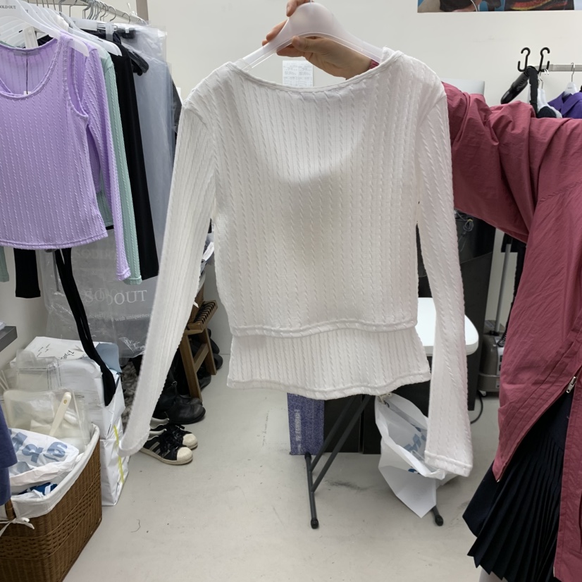 SOLD OUT韓國代購女裝新款真品推薦長袖T恤不含內搭開衫SOLD OUT長袖T恤