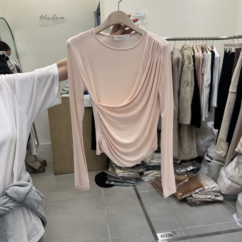 THE LOW東大門代購女士新款職業人氣推薦26春夏長袖T恤褶皺THE LOW長袖T恤圖色1