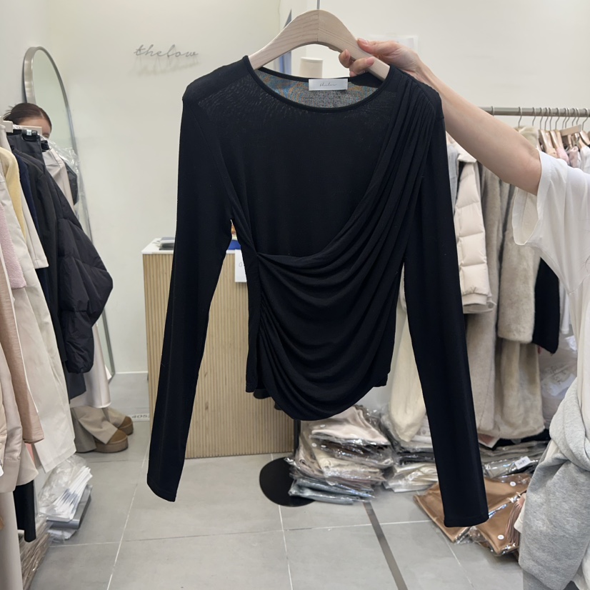 THE LOW東大門代購女士新款職業人氣推薦26春夏長袖T恤褶皺THE LOW長袖T恤圖色2
