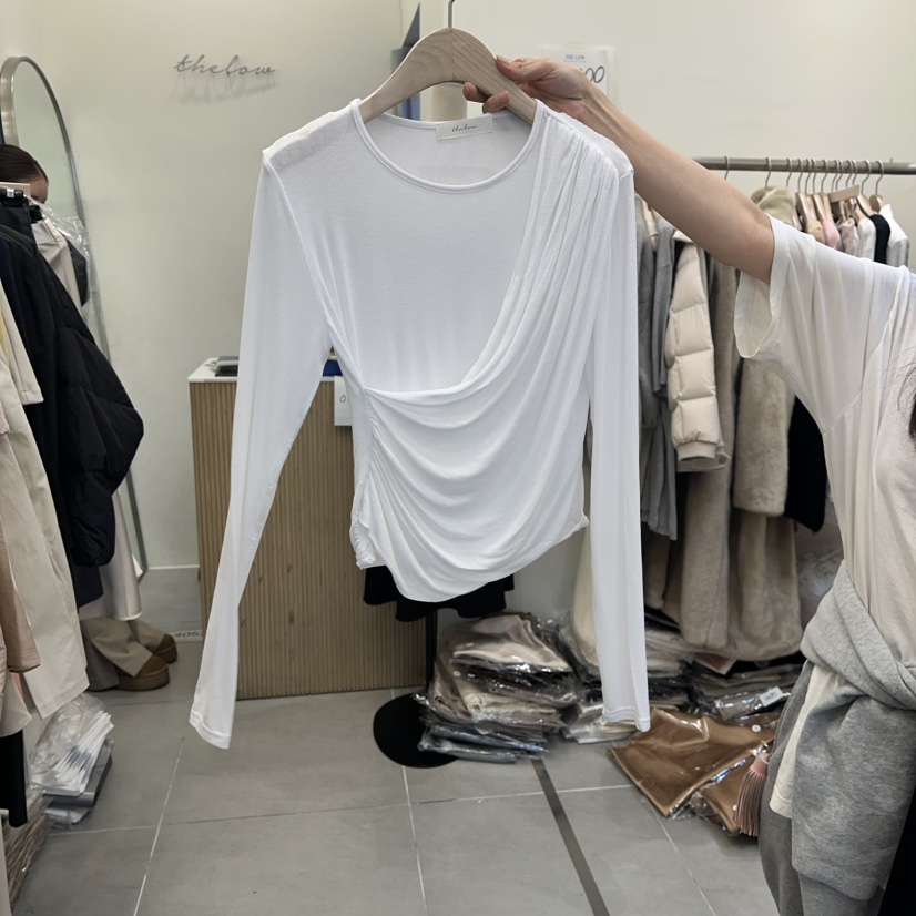 THE LOW東大門代購女士新款職業人氣推薦26春夏長袖T恤褶皺THE LOW長袖T恤圖色3