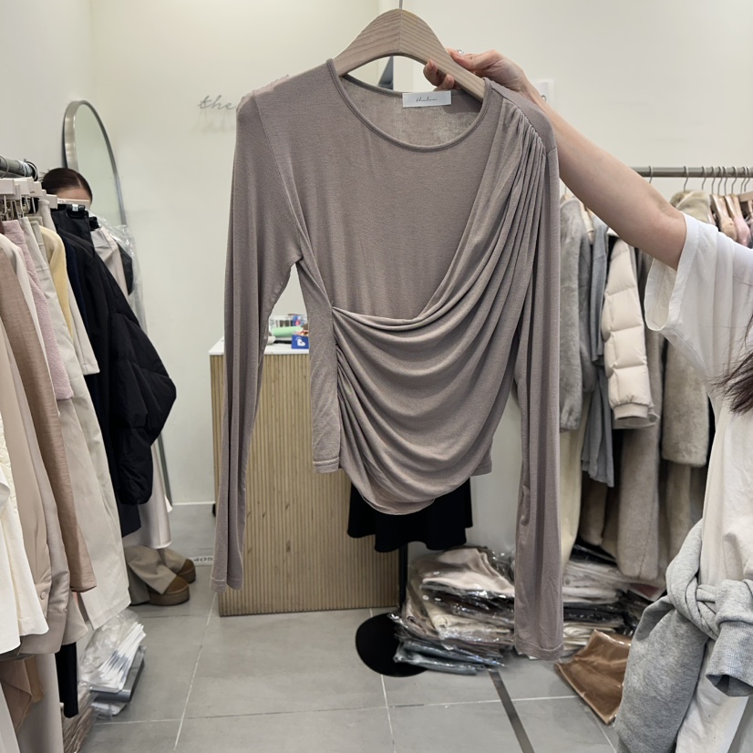THE LOW東大門代購女士新款職業人氣推薦26春夏長袖T恤褶皺THE LOW長袖T恤圖色4