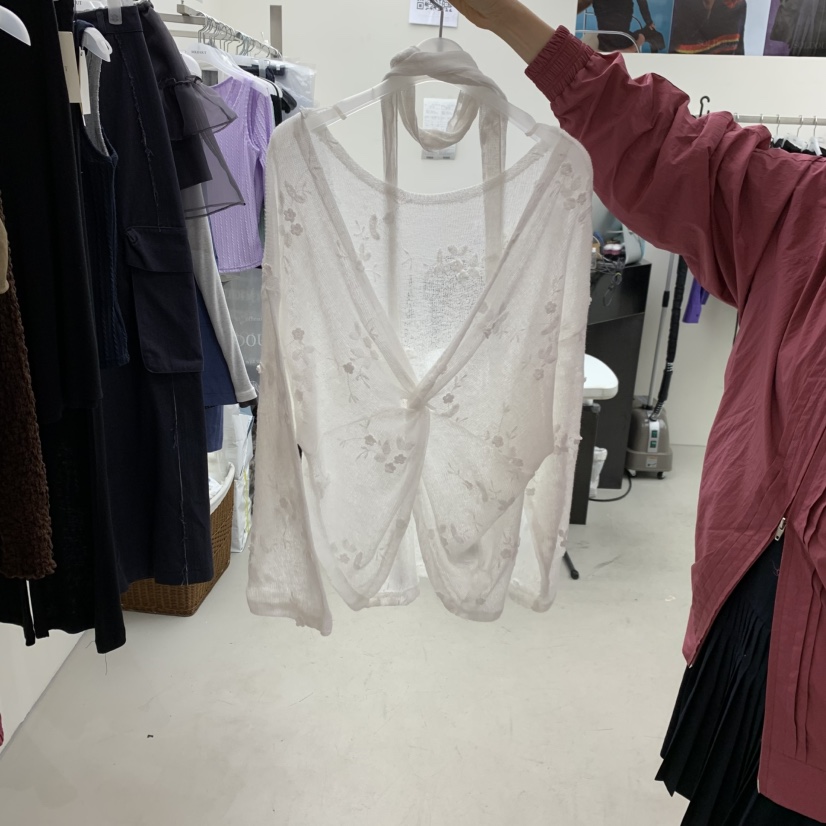 SOLD OUT韓國代購女裝新款人氣真品職業熱賣長袖T恤含飄帶SOLD OUT長袖T恤