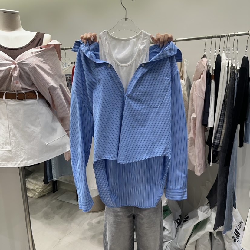 BAIE.38東大門代購女士新款人氣26春夏襯衫蕾絲衫假兩件棉BAIE.38襯衫/蕾絲衫圖色2