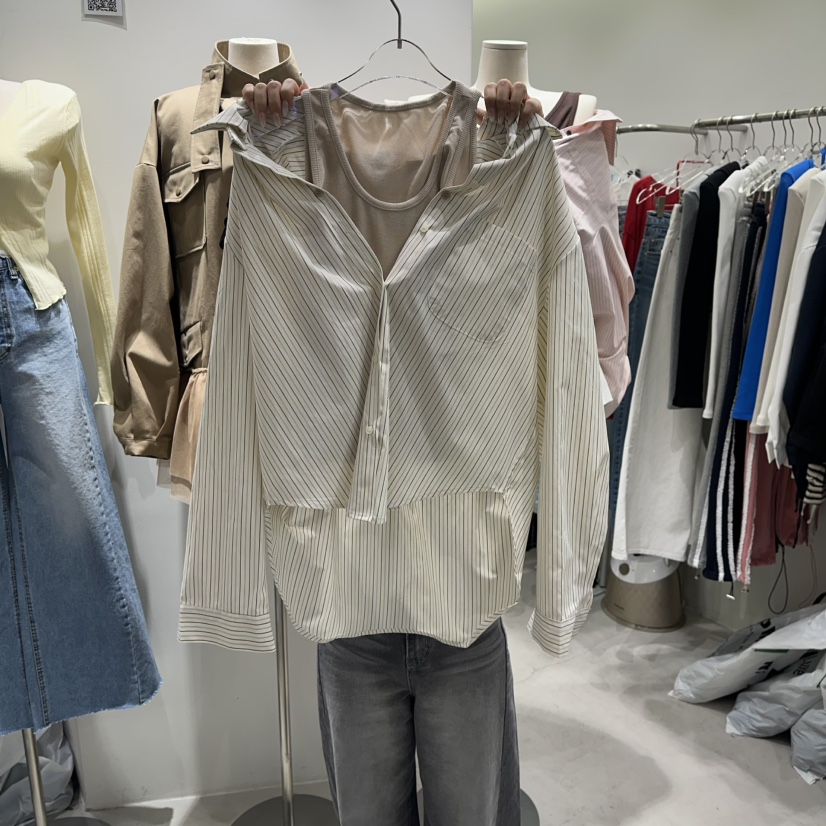 BAIE.38東大門代購女士新款人氣26春夏襯衫蕾絲衫假兩件棉BAIE.38襯衫/蕾絲衫圖色3