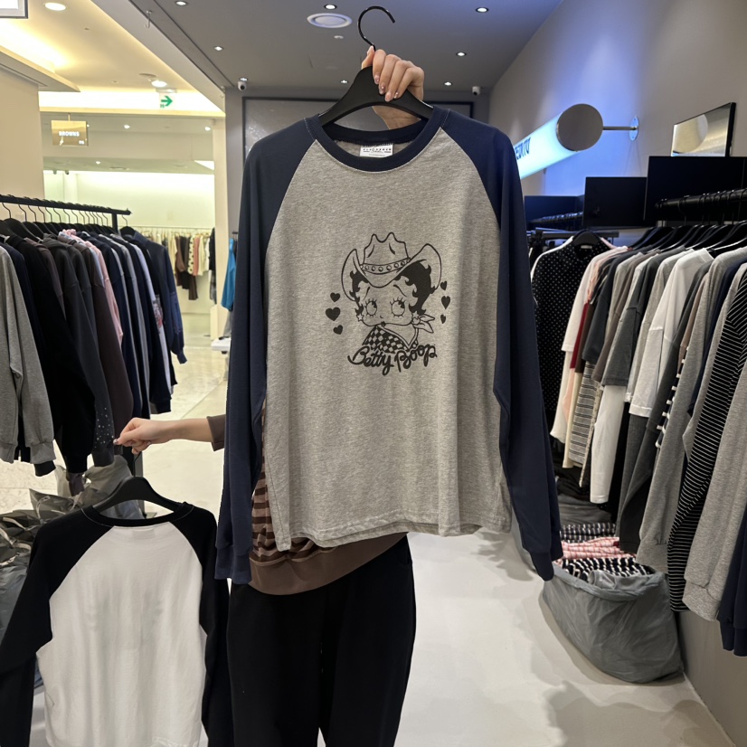 CREDITO韓國代購女士新品休閑推薦時尚人氣熱賣職業長袖T恤CREDITO長袖T恤圖色2