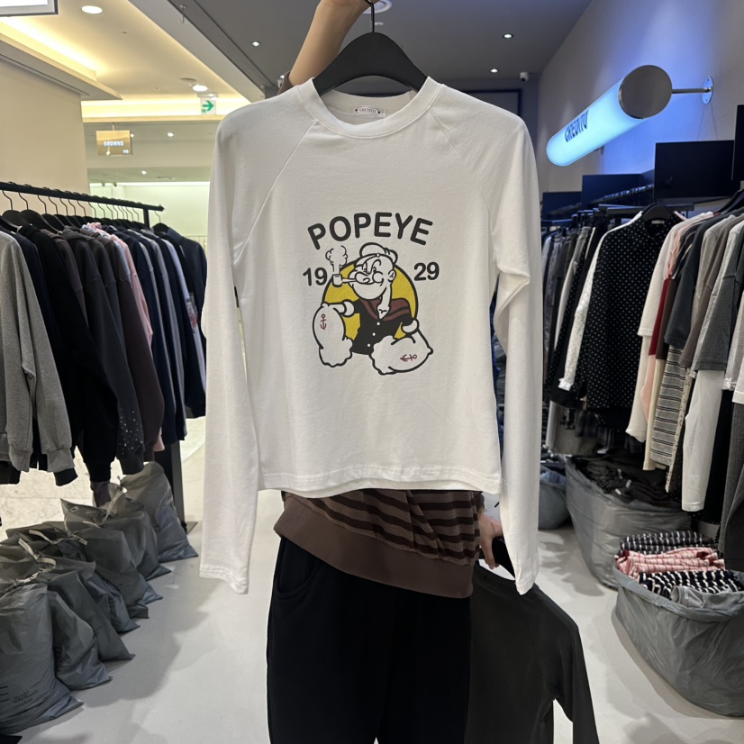 CREDITO東大門直郵女裝新款真品休閑時尚長袖T恤大力水手CREDITO長袖T恤圖色1