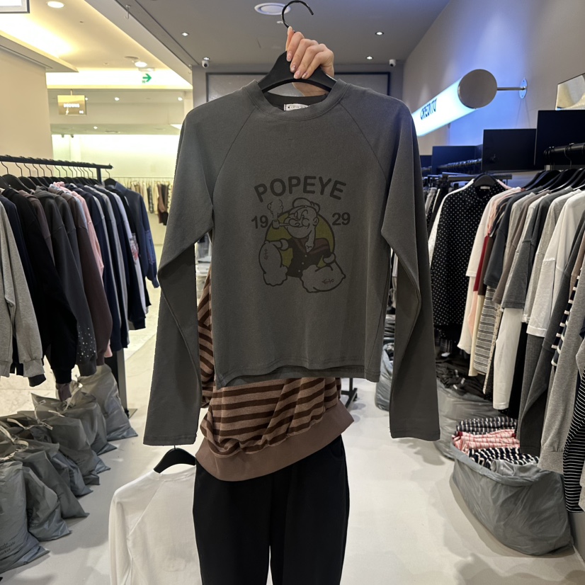 CREDITO東大門直郵女裝新款真品休閑時尚長袖T恤大力水手CREDITO長袖T恤圖色2