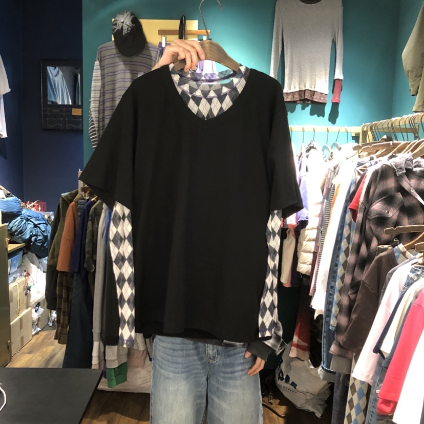 MERCI LINDA東大門代購女士新款職業推薦T恤不含內搭雙V領MERCI LINDAT恤圖色6