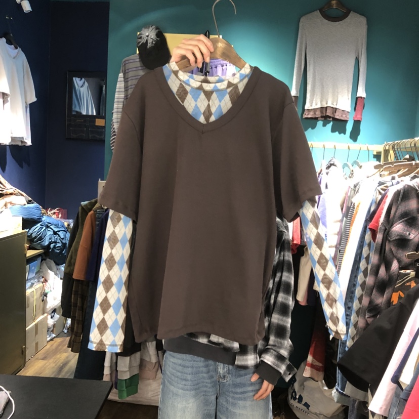 MERCI LINDA東大門代購女士新款職業推薦T恤不含內搭雙V領MERCI LINDAT恤圖色7