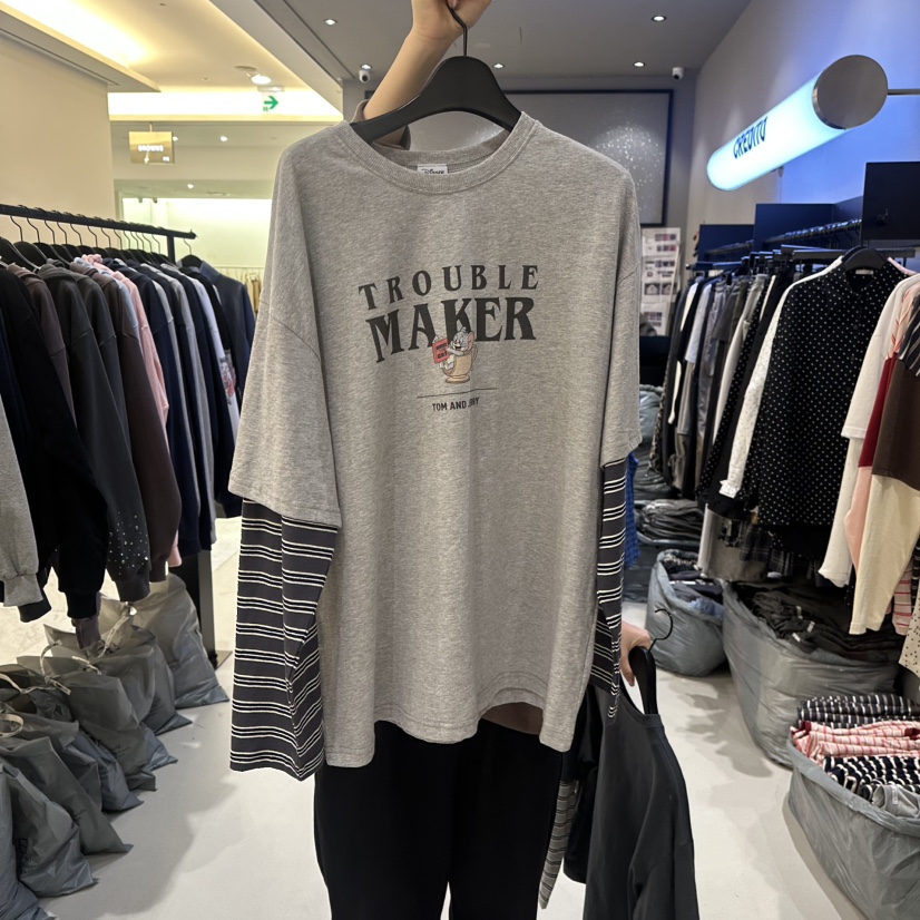 CREDITO東大門直郵女裝新品推薦26春夏時尚長袖T恤假兩件CREDITO長袖T恤圖色1