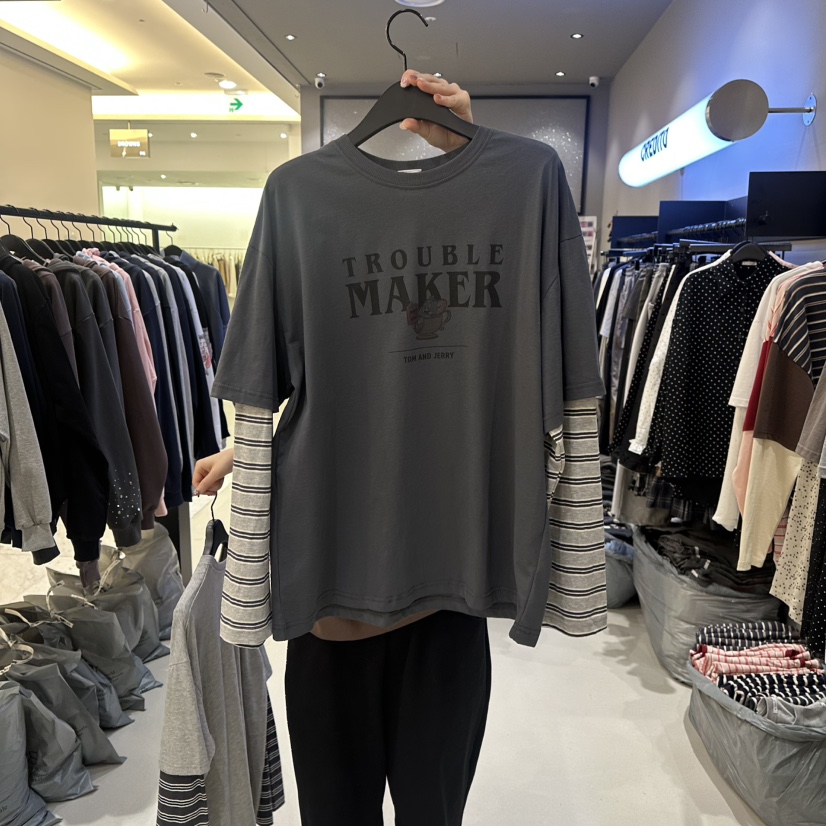 CREDITO東大門直郵女裝新品推薦26春夏時尚長袖T恤假兩件CREDITO長袖T恤圖色2