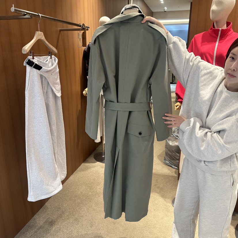 REPERTORY東大門實拍女士新品人氣職業真品長款風衣含腰帶REPERTORY長款風衣