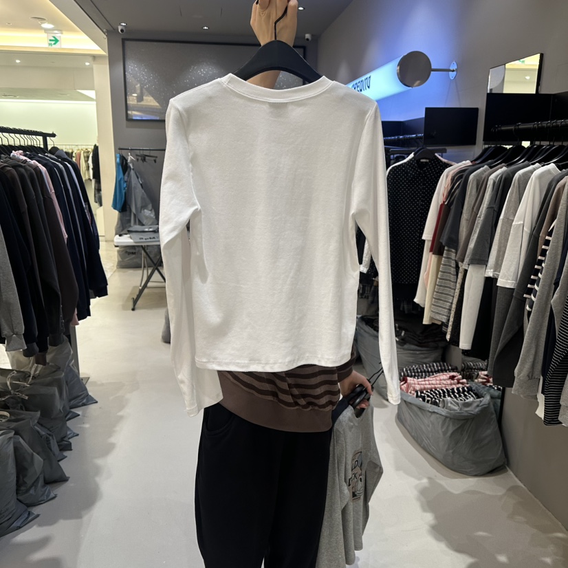 CREDITO韓國直郵女裝新款人氣26春夏真品休閑長袖T恤海軍CREDITO長袖T恤